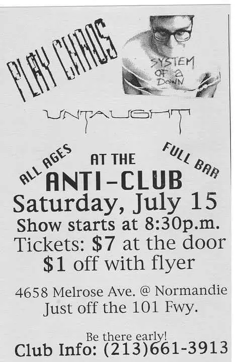 History of a Down - 1995·07·15-Anti-Club-Los Angeles, CA-USA